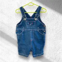エル【80】ベビー 綿100% オーバーオール サロペット ロゴ刺繍 デニム