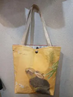 手作り手提げうさぎ柄トートバッグ