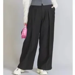 BEAUTY&YOUTH ツイルタックワイドパンツ ブラックS