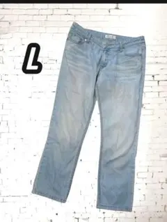 〖美品〗デニムパンツ 股上浅め ライトブルー ローライズ L クロップドパンツ