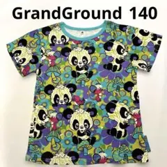 グラグラGrandGroundパンダ レトロ140Tシャツ