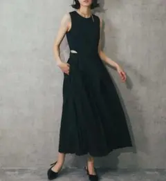SMILE ORCHID ノースリーブプリーツドレス ワンピース ブラック M
