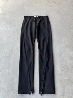sulvam Archive Hem Zip Wool Black Slacks