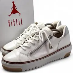 美品 fit fit フィットフィット 25 レザー スニーカー サイドジップ