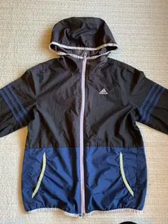adidas フード付きウィンドブレーカー 黒/紺　Sサイズ