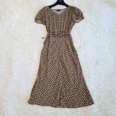 極美品✨現行✨アニエスベー 花柄 ワンピース ウエストリボン 総柄 ストレッチ