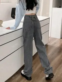 バックリボン　デニムパンツ　M