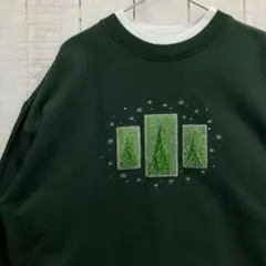 古着　長袖　裏起毛　刺繍　スウェット　トレーナー　アメカジ　ダサかわ　ゆるだぼ