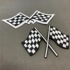 刺繡ワッペン　人気お買い得セット　チェッカーフラッグ　２枚セット