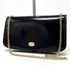 希少 ロエベ LOEWE チェーンショルダーバッグ エナメル ナッパレザー 黒