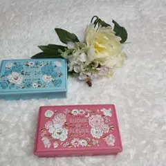 フラワーデザイン金属製収納ボックス2個セット