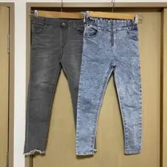 130cm スキニーパンツ 2着セット デニムパンツ ストレッチ 女の子
