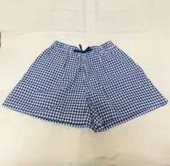 新品・未使用・タグ付 UNIQLO 紺と白チェックイージーフレアパンツ140cm