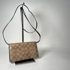 美品 コーチ coach ショルダー ウォレット シグネチャー PVC レザー