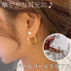 フープピアス パール レディース ゴールド 両耳用 韓国 ファッション 高級感