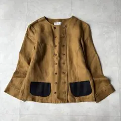 美品✨atelier naruse リネンWボタンジャケット マスタード F