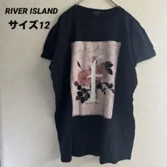 RIVER ISLAND フラワープリント Tシャツ サイズ12 ブラック