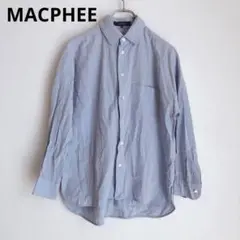 マカフィー　シャツ　ブラウス　日本製　無地　シンプル　綿　ブルー　カジュアル　M