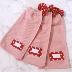 おりこうエプロン シンプル ドット 水玉 女の子 無撚糸 ピンク 3枚 エプロン