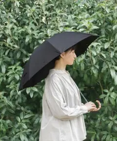 サンク　黒い折りたたみ傘 バンブーハンドル
