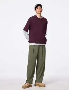 売り切れ続出！GU バレルレッグスラックス Sサイズ オリーブ