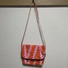中川政七商店オレンジ ピンク ロープ模様 ショルダーバッグ