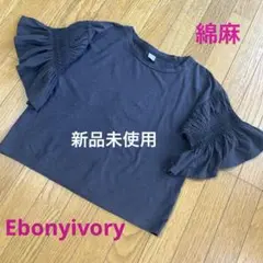 【新品未使用】Ebonyiyoryアンビデックス綿麻Tシャツ チャコールグレー