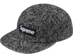 Supreme Handwriting Denim Camp Cap Black
