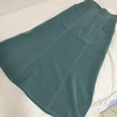 ダークグリーン ポケット付き ロングスカート