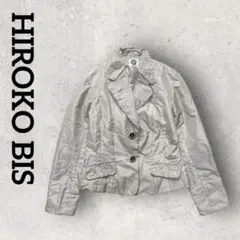 HIROKO BIS シルク 光沢 ジャケット（9）オシャレボタン ビジュー