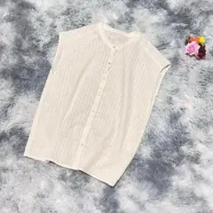 tiALEFS ノースリーブブラウス ガーリー　チェック調ストライプ　大人可愛い