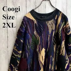 クージー COOGI 3D編み込み立体ニット サイズ2XL セーター 黒系統古着