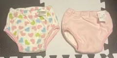 ※サイズ95、6層タイプ※トレーニングパンツ2点セット(ハート柄、うさぎ＆お花)