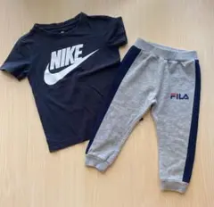 FILA裏起毛長ズボン　NIKE半袖Tシャツ　2枚セット
