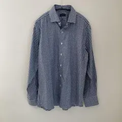 PROPER CLOTH ネイビー チェック柄 長袖シャツ