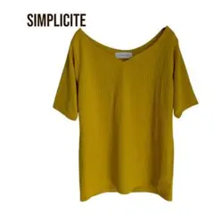 SIMPLICITE 半袖リブニットトップス　Vネック　きれい色　シンプル