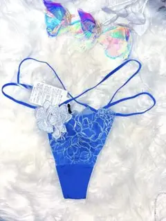 Salute 花柄刺繍 Tバックショーツ 青 新品未使用 タグ付き