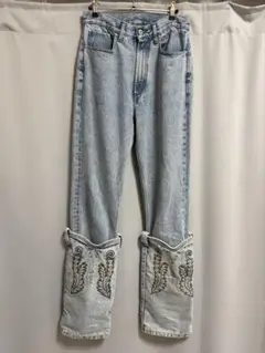 ワイプロジェクト　カウボーイデニム　グレー Y/PROJECT ワイプロジェクト 22SS COWBOY CUFF JEANS カウボーイ