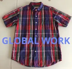 夏物最終価格【GLOBAL WORK 】フレンチリネンコットン半袖シャツ＊Ｍ
