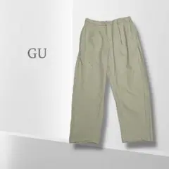 GU ジーユー ＊ カーブタックパンツ　ナチュラル　L