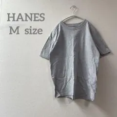 ヘインズ　【M】　グレー 無地 クルーネック 半袖Tシャツ　カジュアル　シンプル