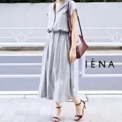 【美品】 イエナ スキッパーチェック ロングワンピース フレンチスリーブ
