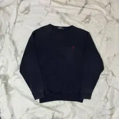 [90s] Polo スウェット ネイビー 茄子紺 フェード L 相当