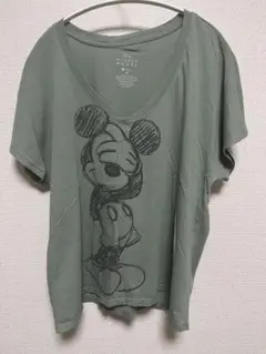 Disney Mickey Mouse VネックTシャツ Mサイズ