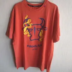HOMLESS オレンジ Tシャツ 牛デザイン L