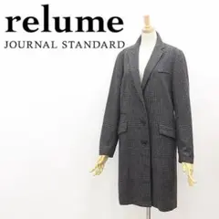 A4736■美品■レリューム グレンチェック柄 ウール チェスターコート M
