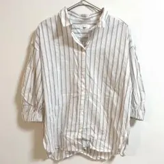 コエ　koe スキッパーストライプシャツブラウス　綿　コットン100% 白