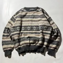 90s Euro native design wool knit sweater