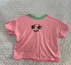 Tシャツ　半袖　りょくみ　夏　蛍光　よくばりちゃん　レア　ピンク　派手