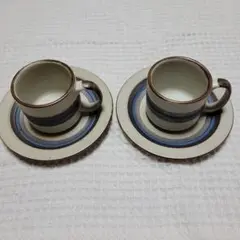 ストライプデザイン カップ＆ソーサー 2個セット